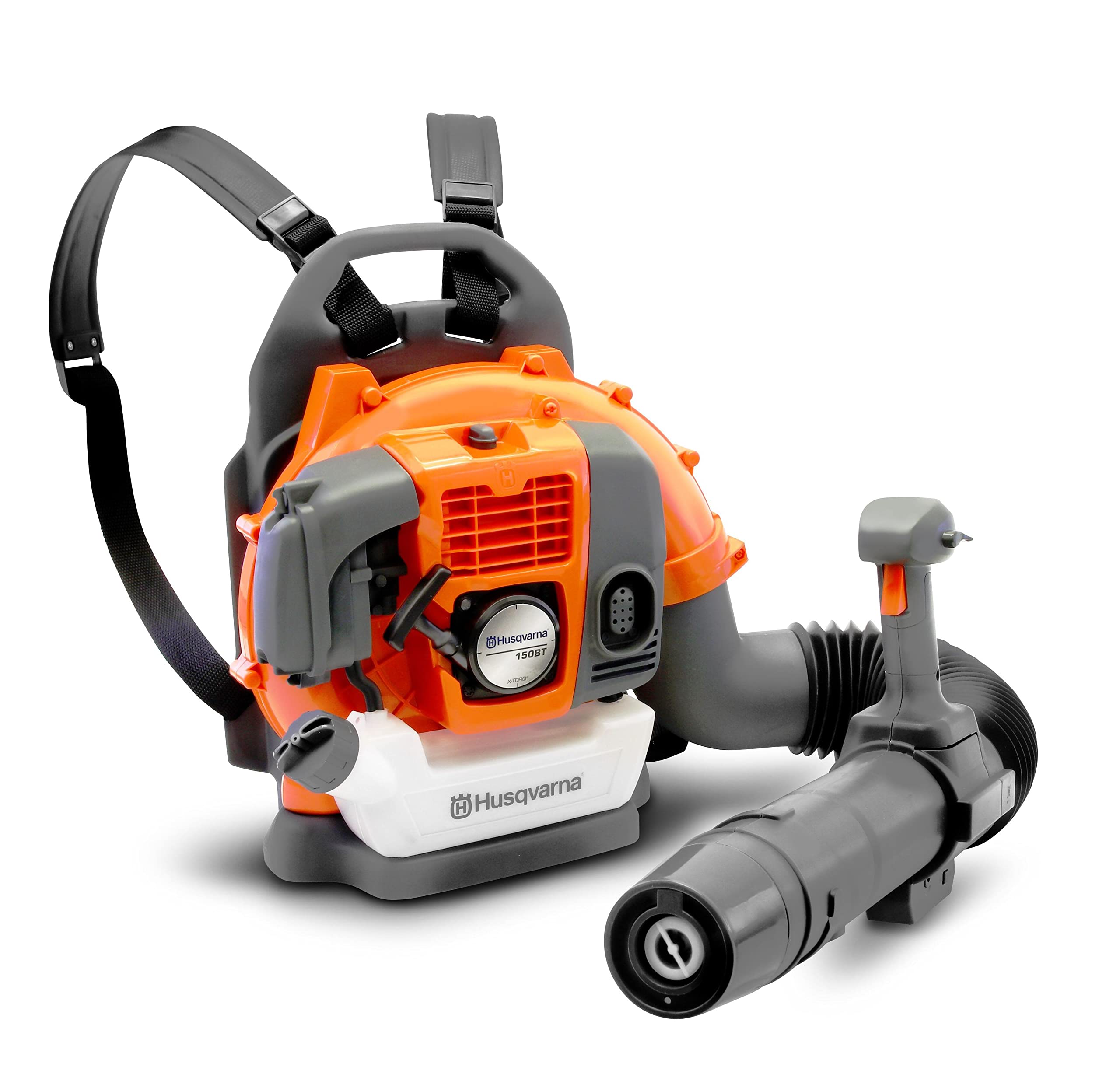 Husqvarna 150B toy leaf blower air flow visual with streamers for realistic play