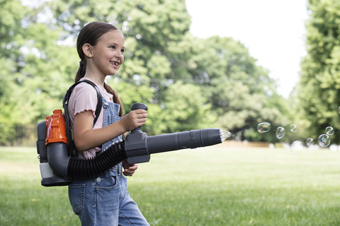 Husqvarna toy leaf blower battery powered and easy for kids to operate