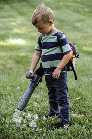 Husqvarna 150B toy blower lights and sounds enhance interactive pretend outdoor tasks