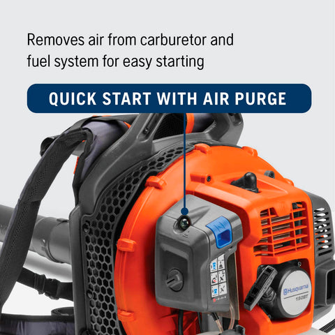 Husqvarna 150BT cruise-control throttle for steady, hands-free feel during use.