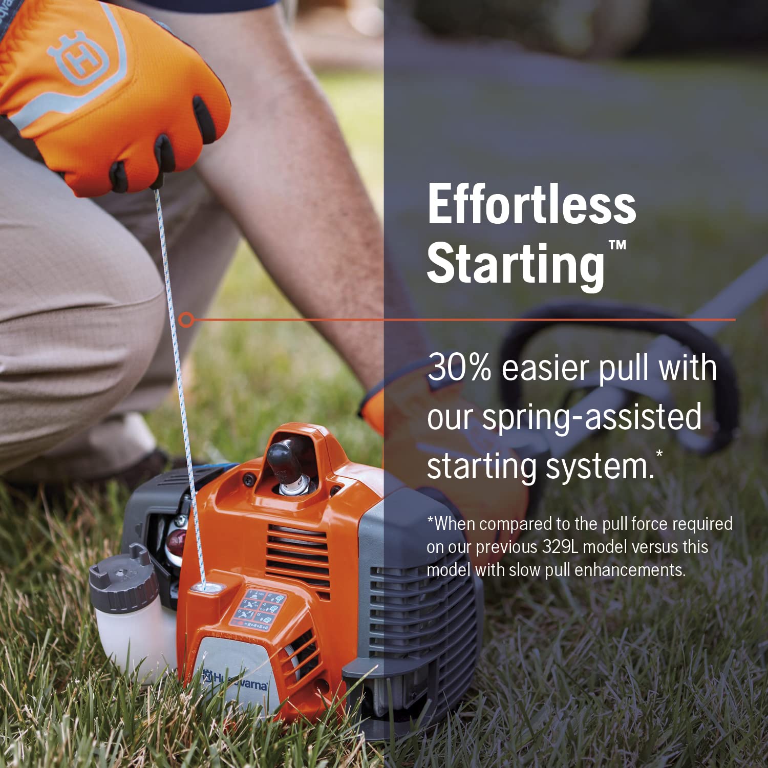 Husqvarna 330LK trimmer showing attachment compatibility for versatile tool use