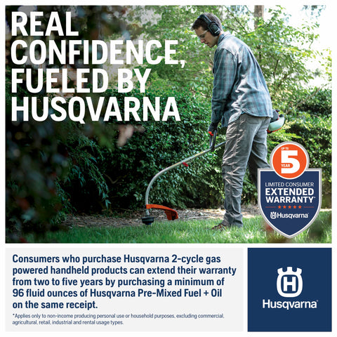 Husqvarna 350BT extended warranty offer with fuel option