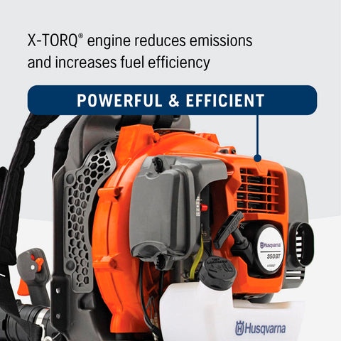 Husqvarna 350BT ergonomic harness highlighting comfort during extended use