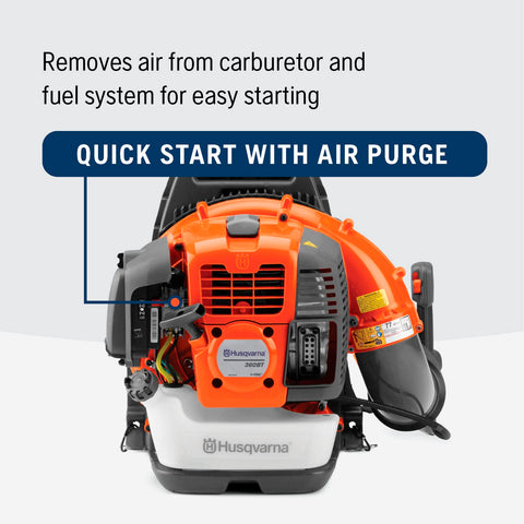 Husqvarna 360BT air purge system enables easy starting in variable conditions.