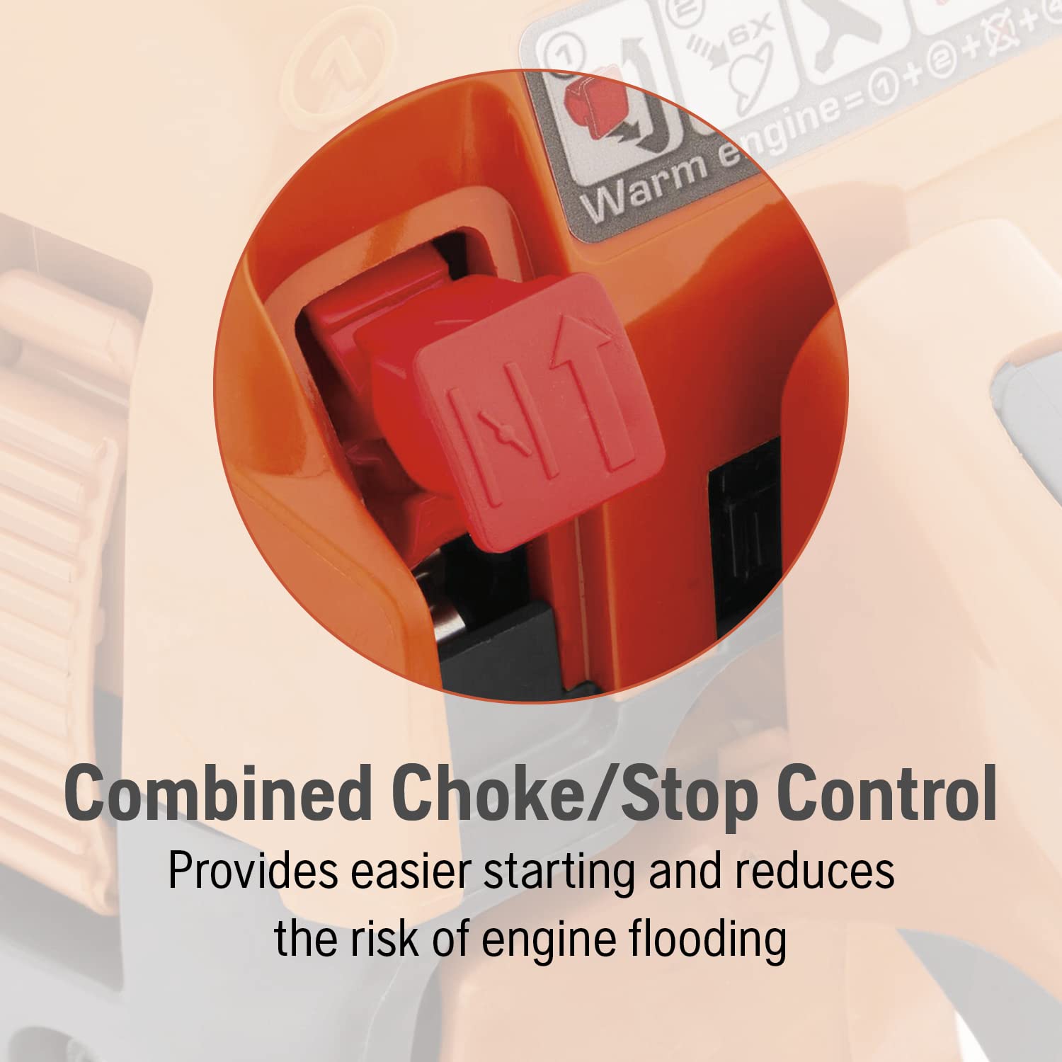 Automatic oiler keeps the chain lubricated for smooth, consistent cuts