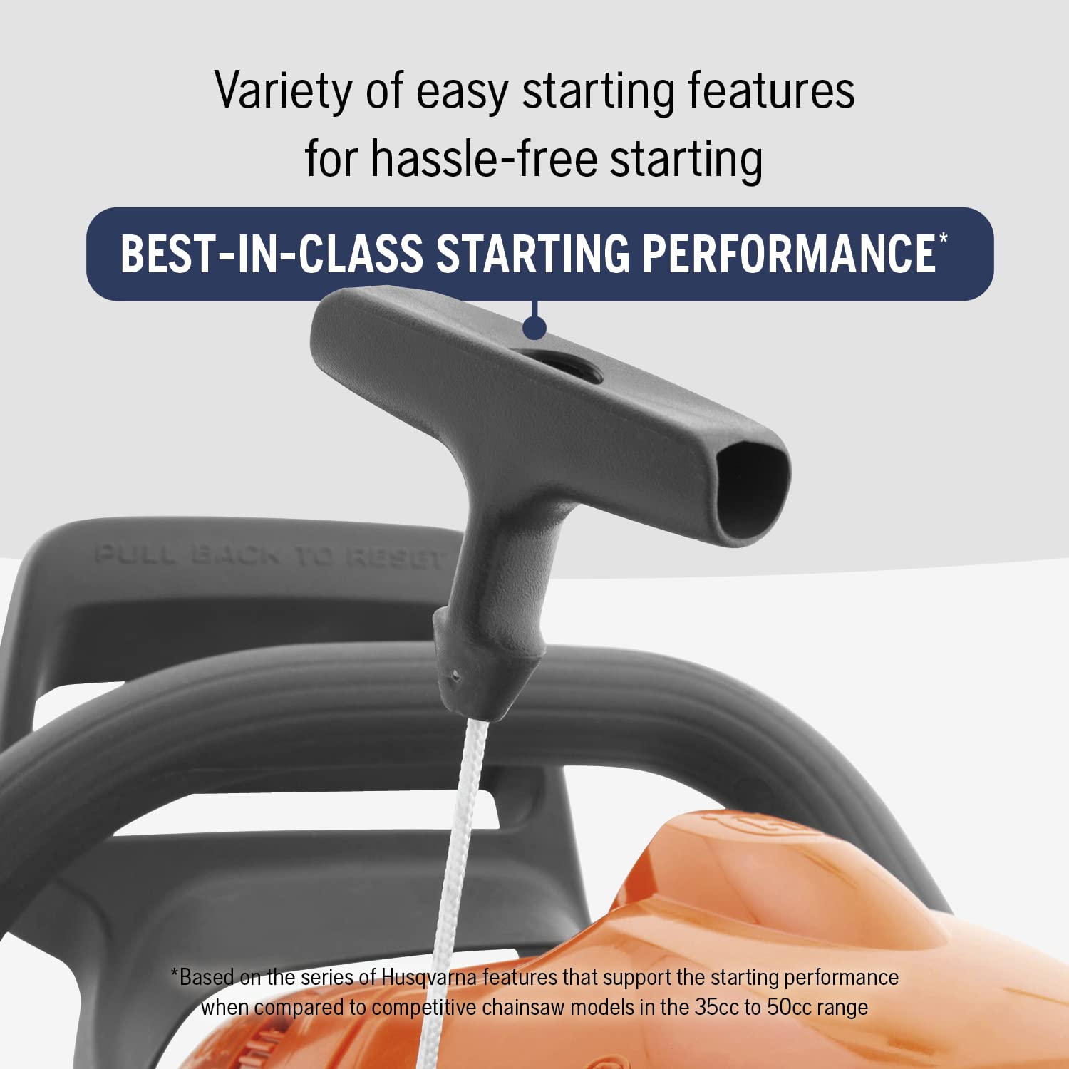 Husqvarna 445 with Smart Start enables effortless startup during yard work