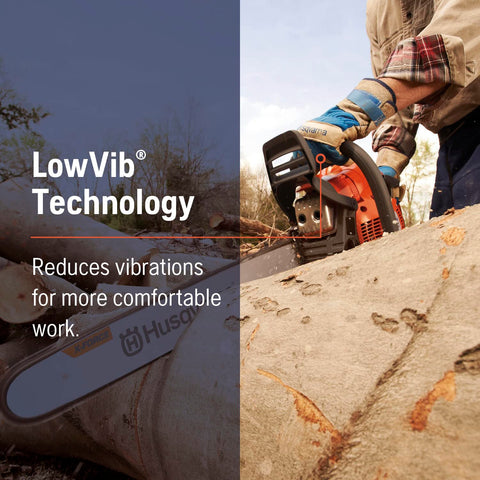 Husqvarna 450 Rancher ergonomic rear handle improves grip and control.