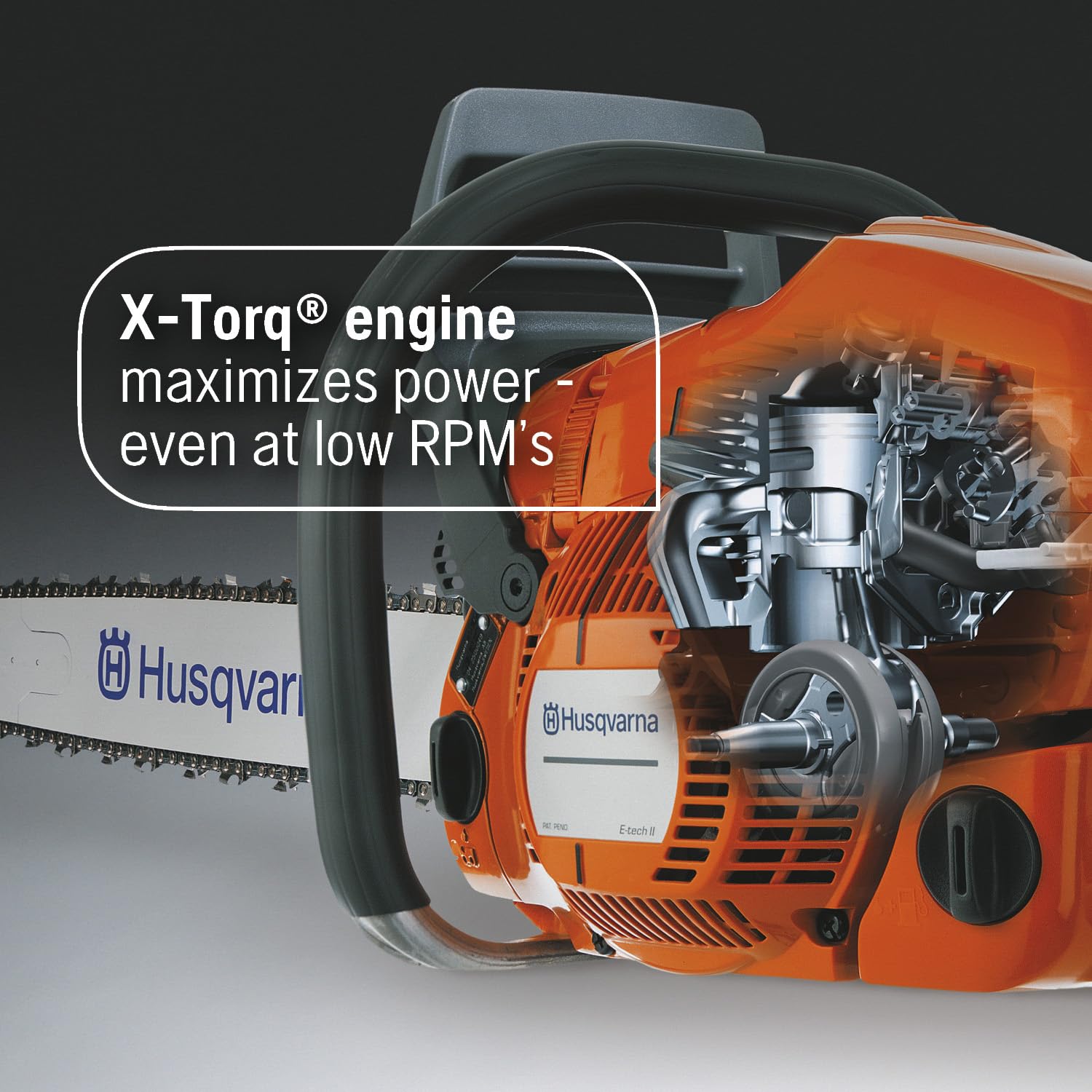 Husqvarna 450S Rancher 20-inch bar supports pruning and firewood tasks.