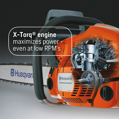 Husqvarna 450S Rancher 20-inch bar supports pruning and firewood tasks.