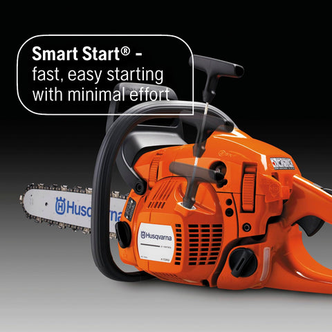 Husqvarna 450S Rancher ergonomic rear-handle enhances grip during cuts.