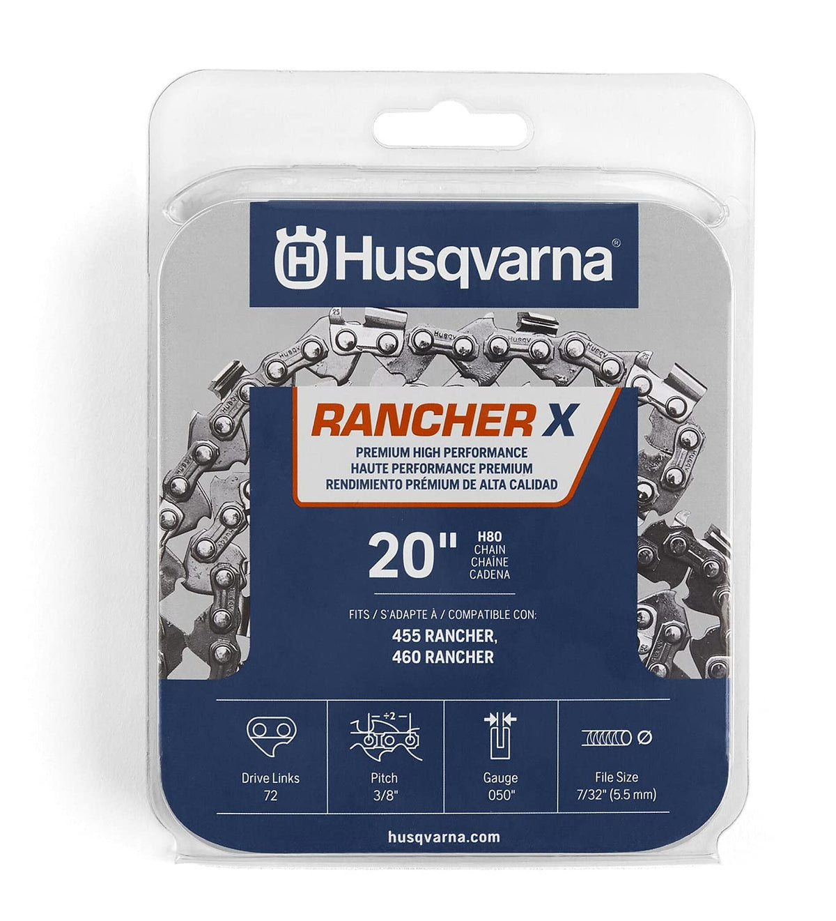 Husqvarna 531300441 H80 20-inch chain for precise cuts.