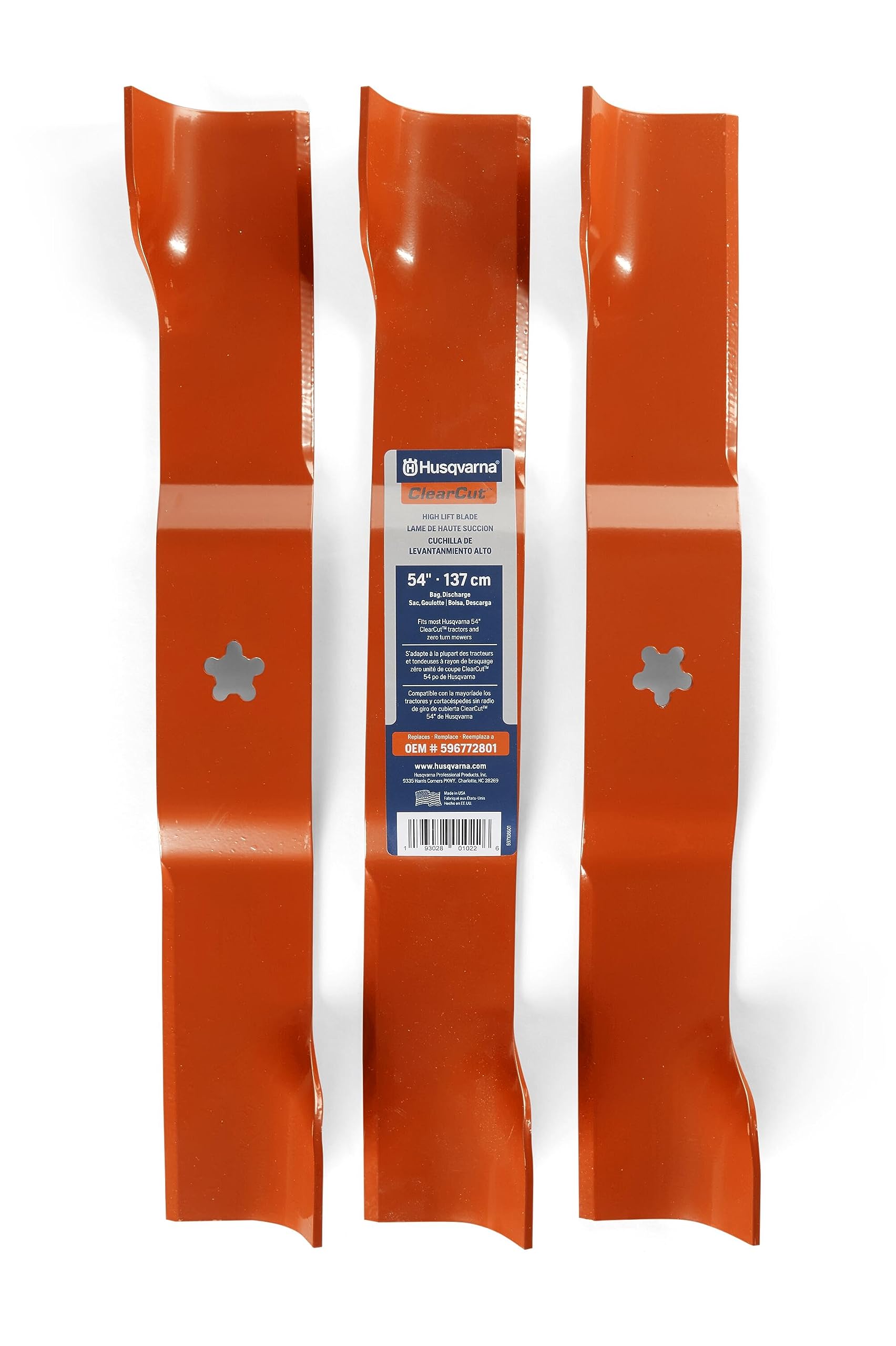 Husqvarna 54-inch ClearCut Hi-Lift blades pack improves mulching and cut quality