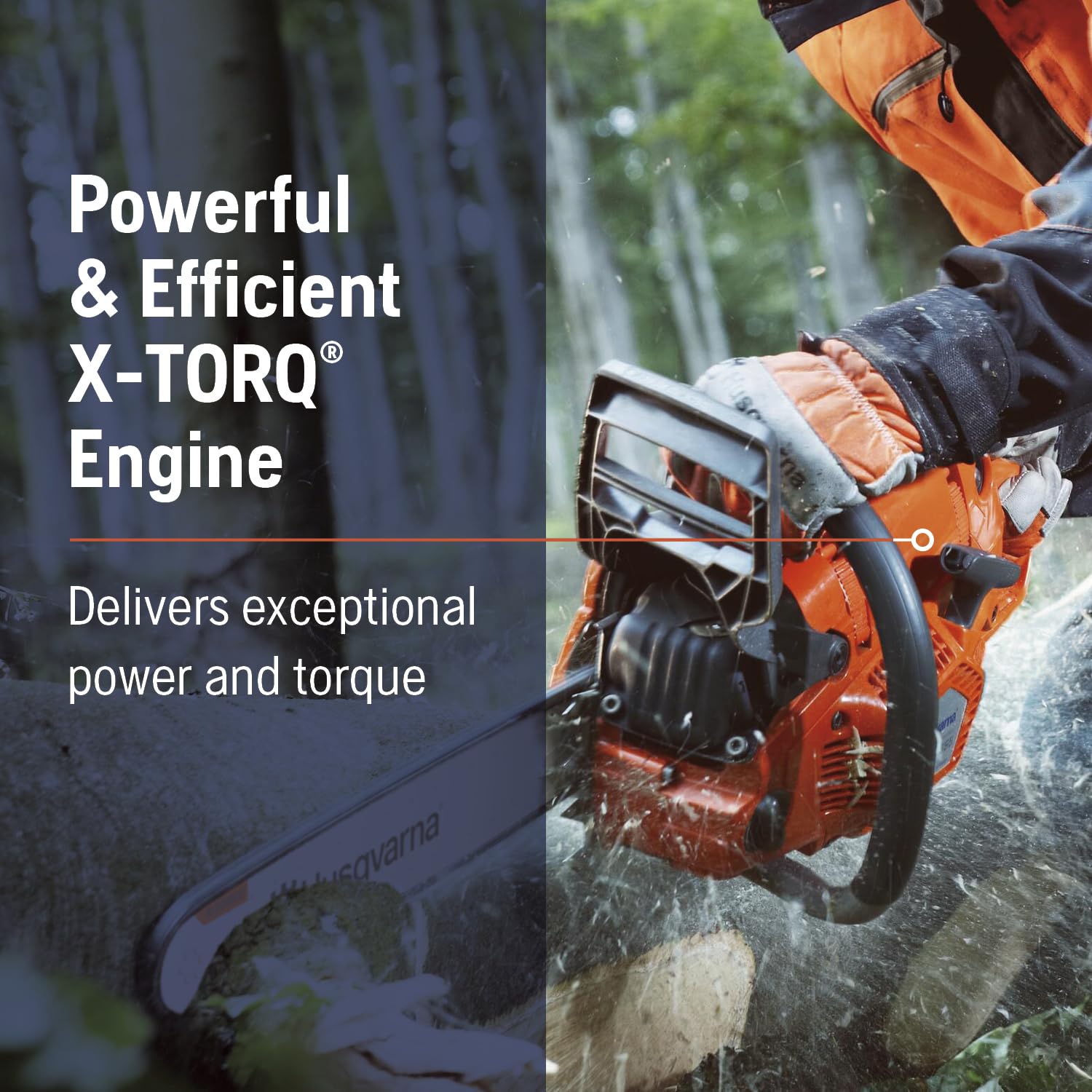 Husqvarna 555 AutoTune carburetor close-up maintaining steady performance across conditions