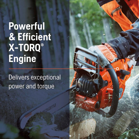 Husqvarna 555 AutoTune carburetor close-up maintaining steady performance across conditions