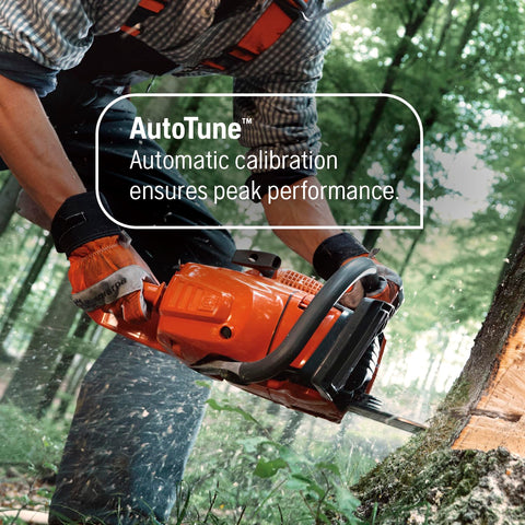 Husqvarna 555 smart-start system close-up for quick, reliable starting in the field