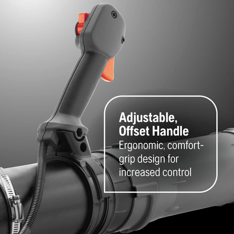 Husqvarna 570BTS ventilated harness with wide straps reduces fatigue.