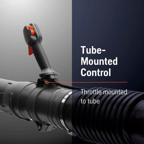 Husqvarna 580BTS tube mounted control provides easy throttle access while moving.