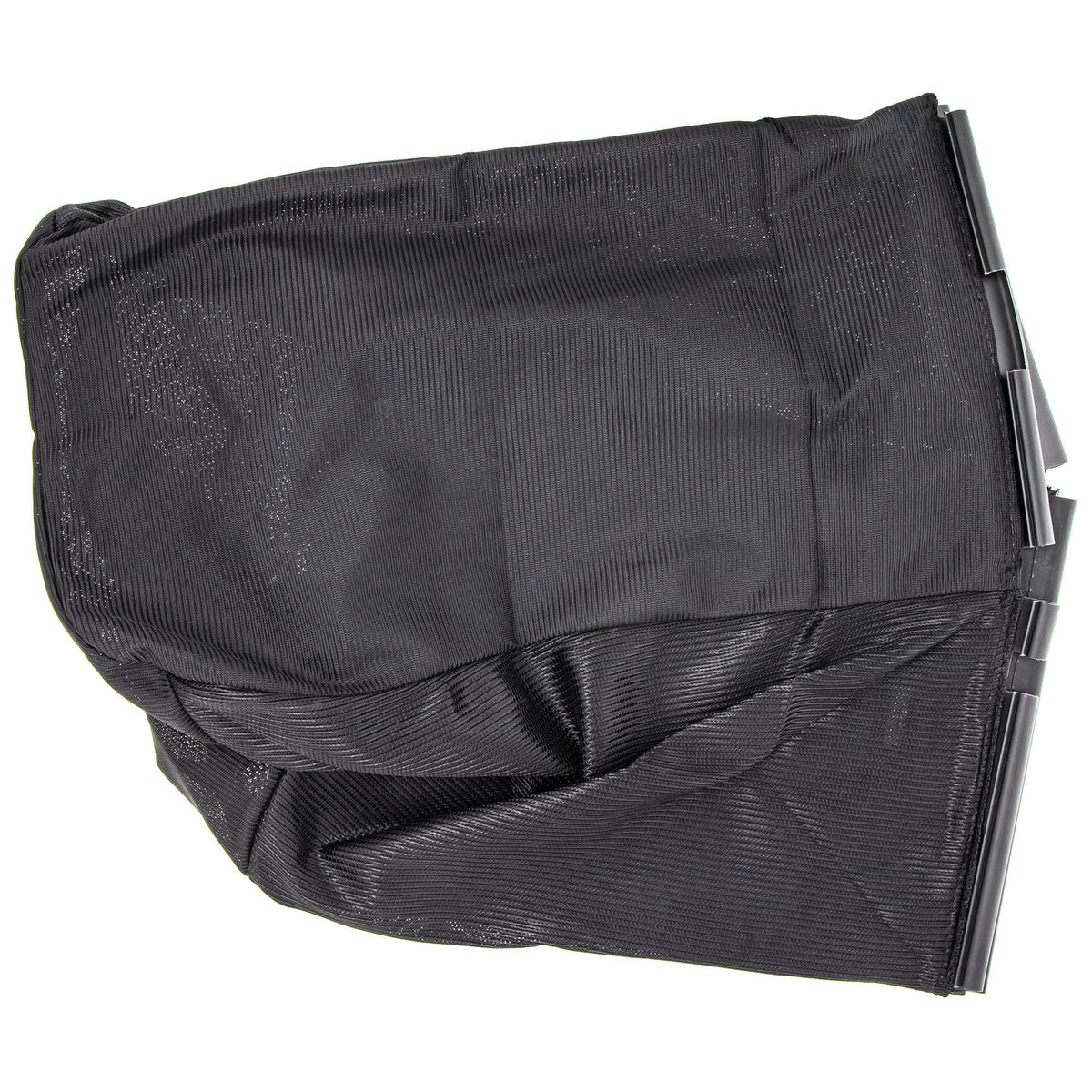 Husqvarna 587100402 grass catcher bag closeup shows durable material for efficient leaf and clippings collection.