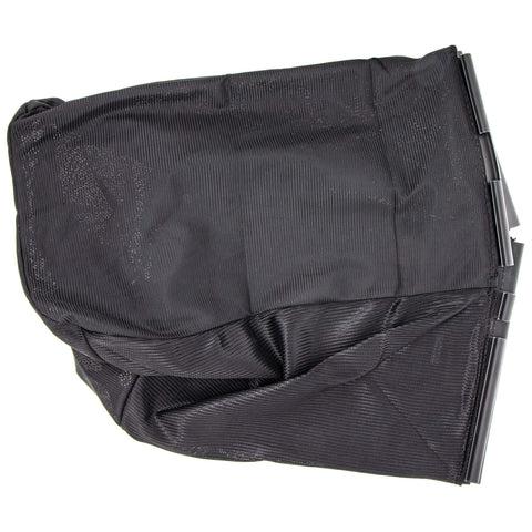 Husqvarna 587100402 grass catcher bag closeup shows durable material for efficient leaf and clippings collection.