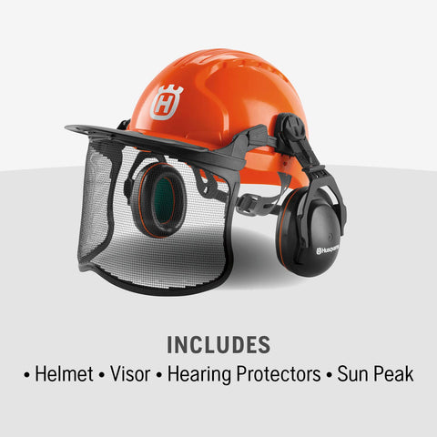 Husqvarna 592752602 helmet side view highlighting adjustable suspension system