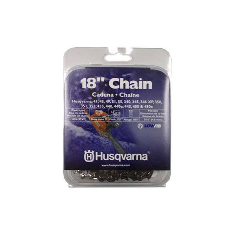 Husqvarna 18-inch chain with low kickback design for safer, smoother arborist cuts.