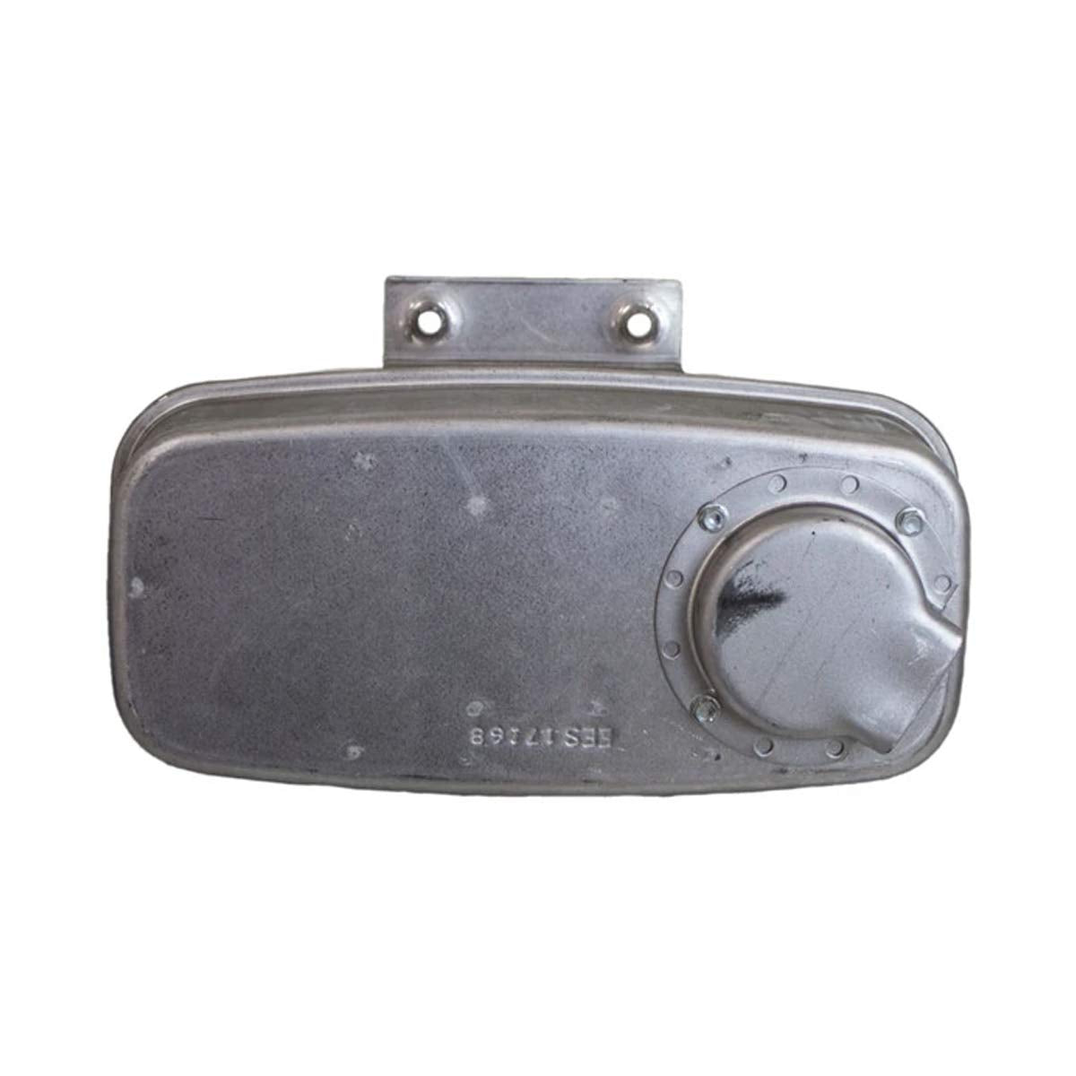 Husqvarna genuine dual inlet muffler for twin-cylinder engines, reduces noise during operation.
