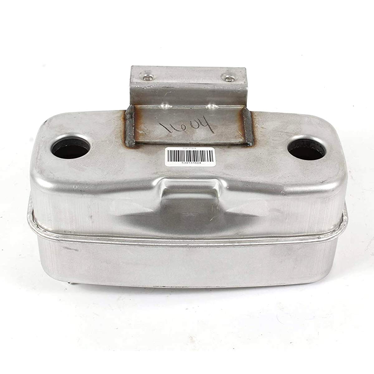 OEM muffler assembly for Husqvarna lawn tractors, ready for installation.