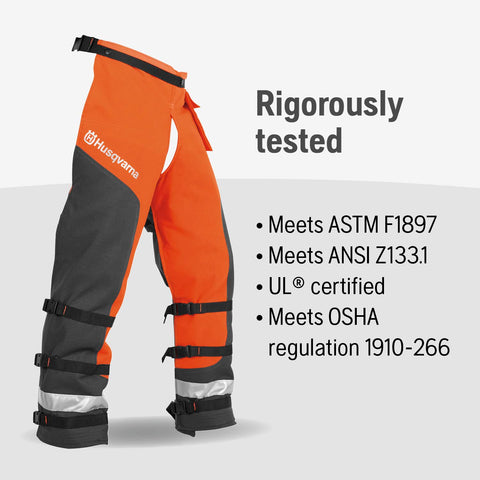 Husqvarna five-layer Tek Warp chaps offering durable leg protection