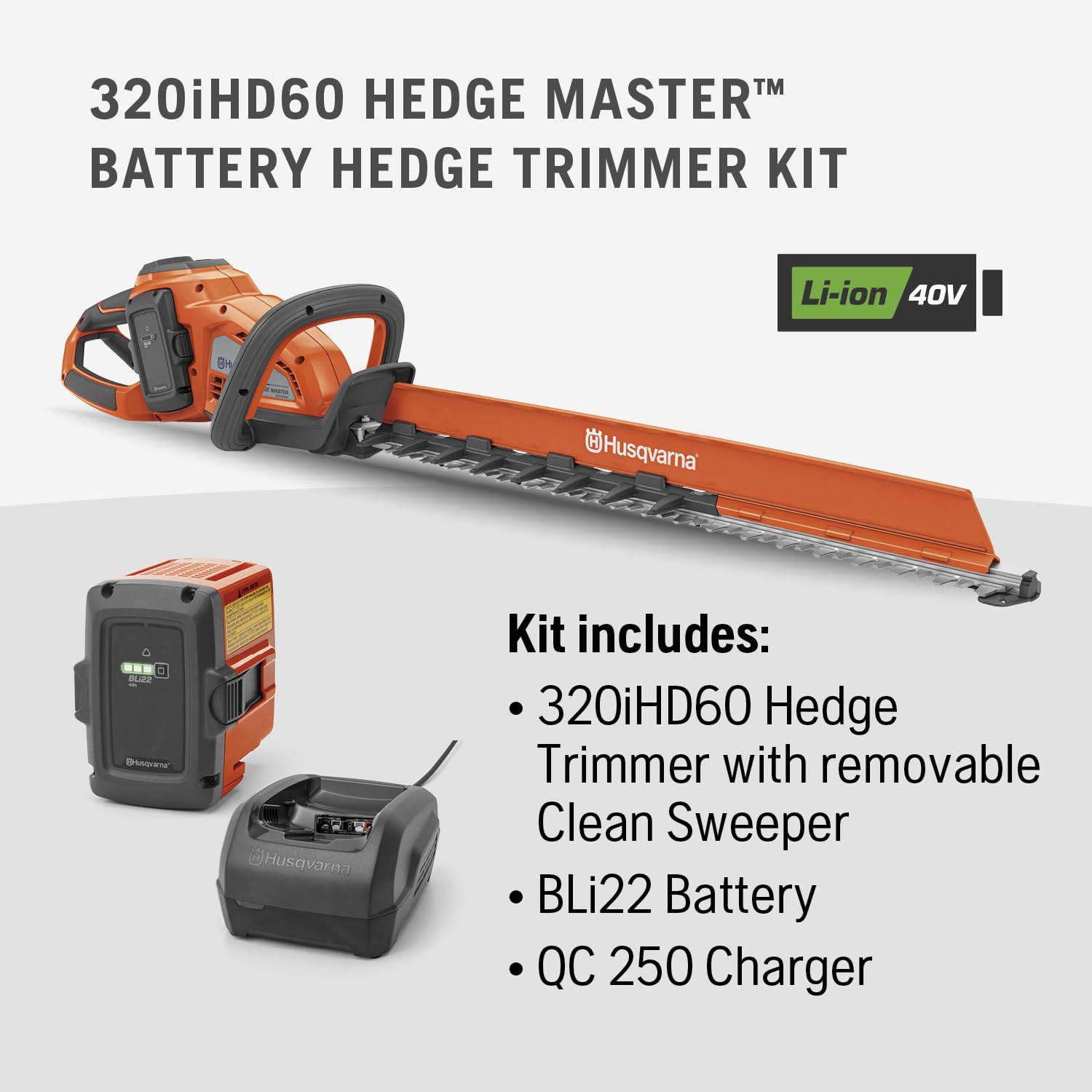 Brushless motor on Husqvarna Hedge Master 320iHD60 delivering high torque and durability