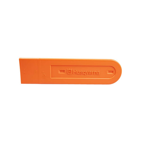 Husqvarna plastic bar mounted on a chainsaw demonstrating quick replacement potential.