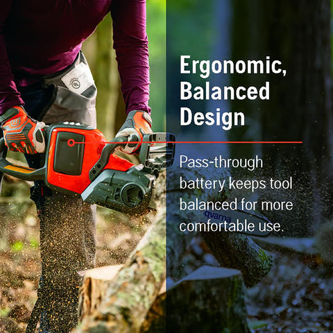 Husqvarna Power Axe 225i in boost mode delivering extra cutting power.