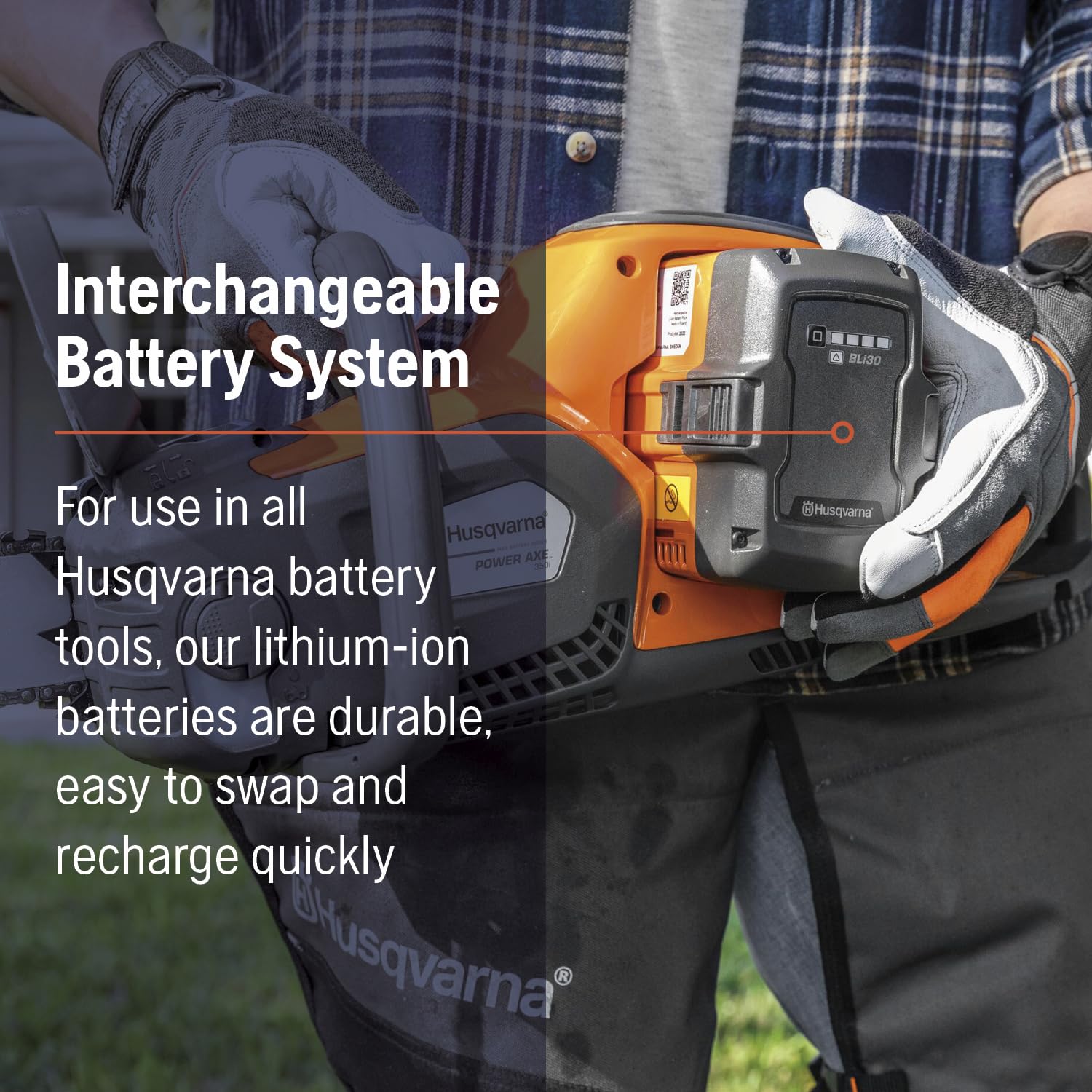 Husqvarna Power Axe 350i brake indicator light enhances safety checks.