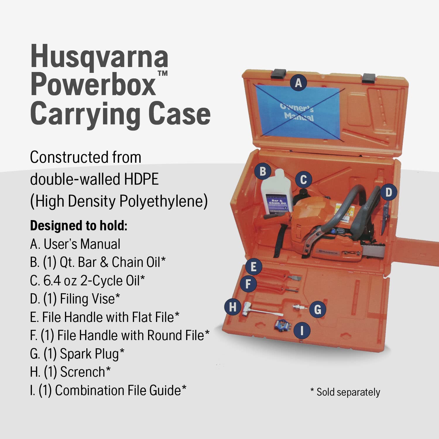 Husky leash stabilizes smaller saws inside the Powerbox case during transport