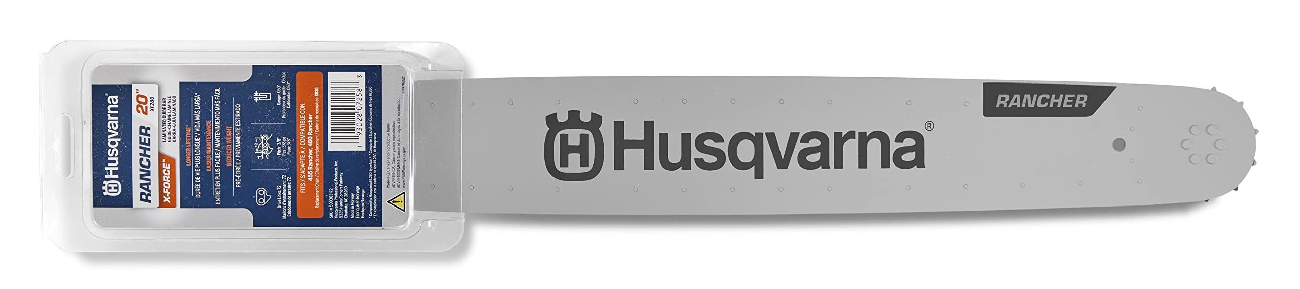 Husqvarna Rancher bar nose profile reduces wear for cleaner cuts