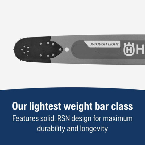 Husqvarna replaceable sprocket nose extends bar life in professional use.