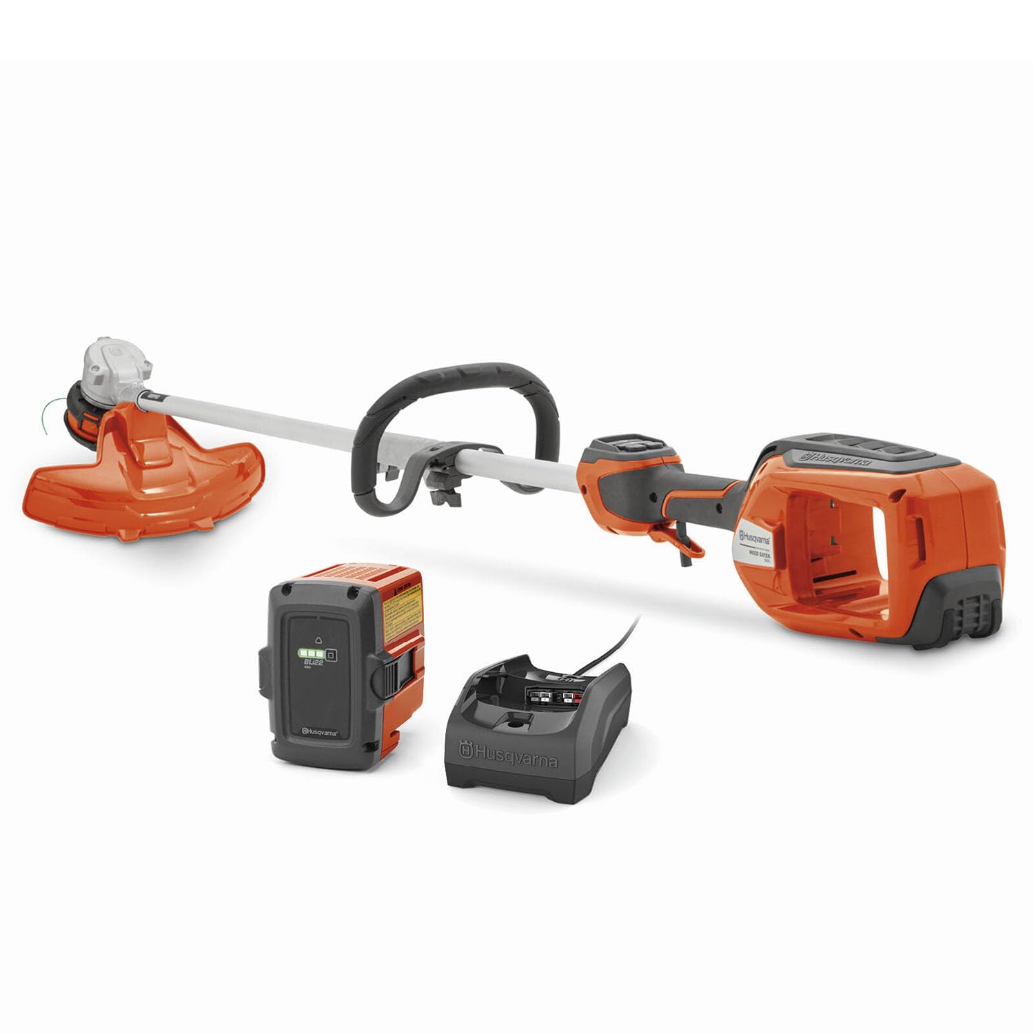 Husqvarna WeedEater 320iL with 16-inch cutting width for faster yard work.