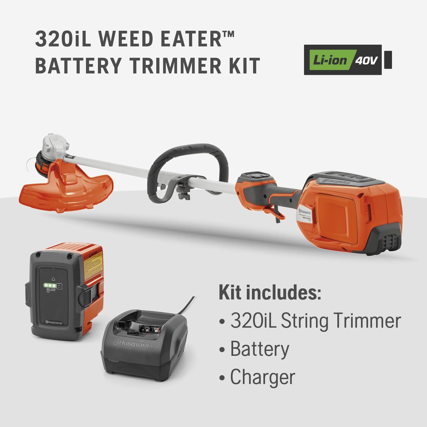 Husqvarna WeedEater 320iL 16-inch width covers larger areas.