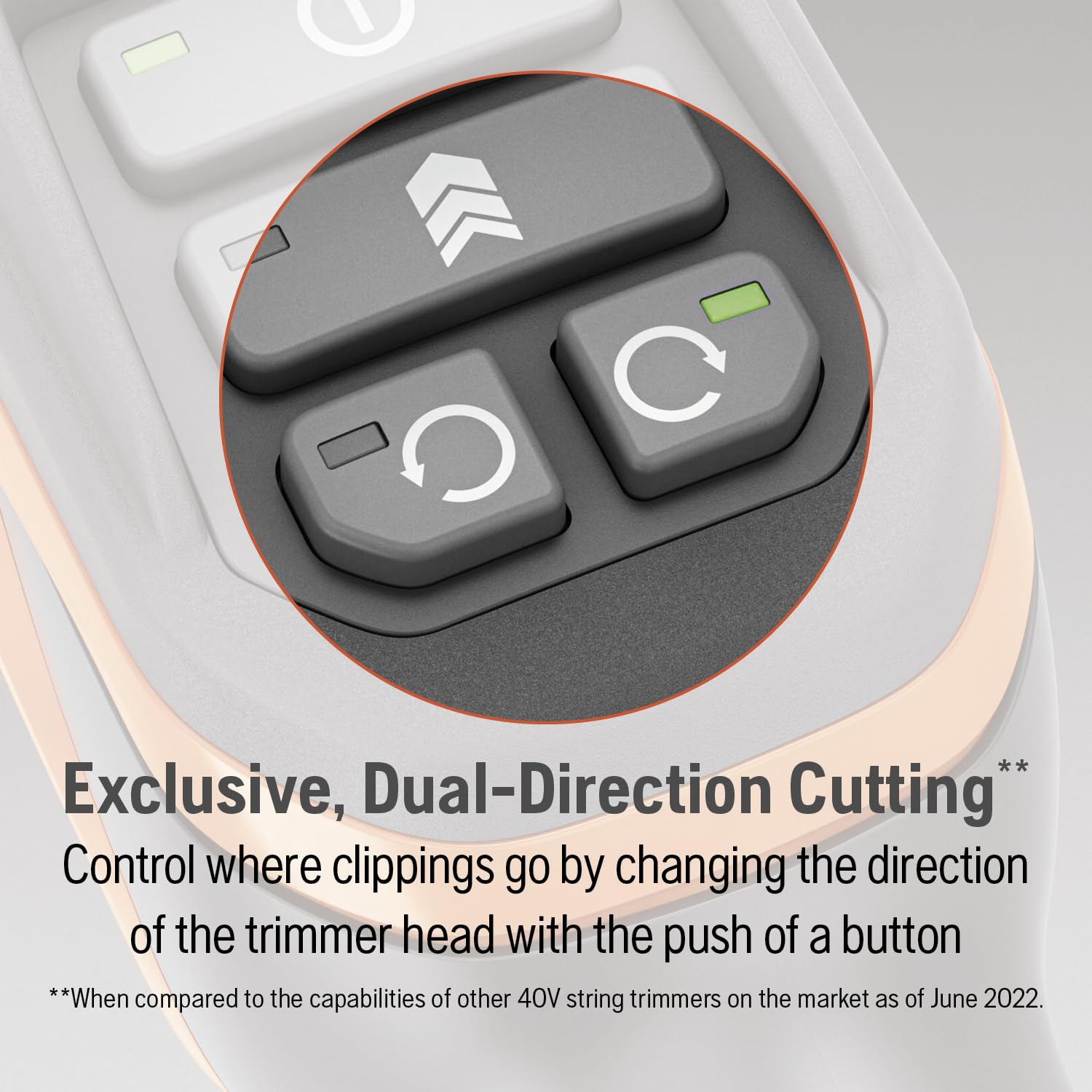 Husqvarna WeedEater 320iL dual-direction head enables precise edging.