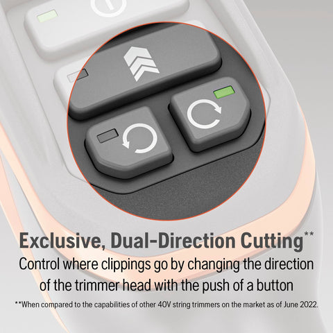 Husqvarna WeedEater 320iL dual-direction head enables precise edging.