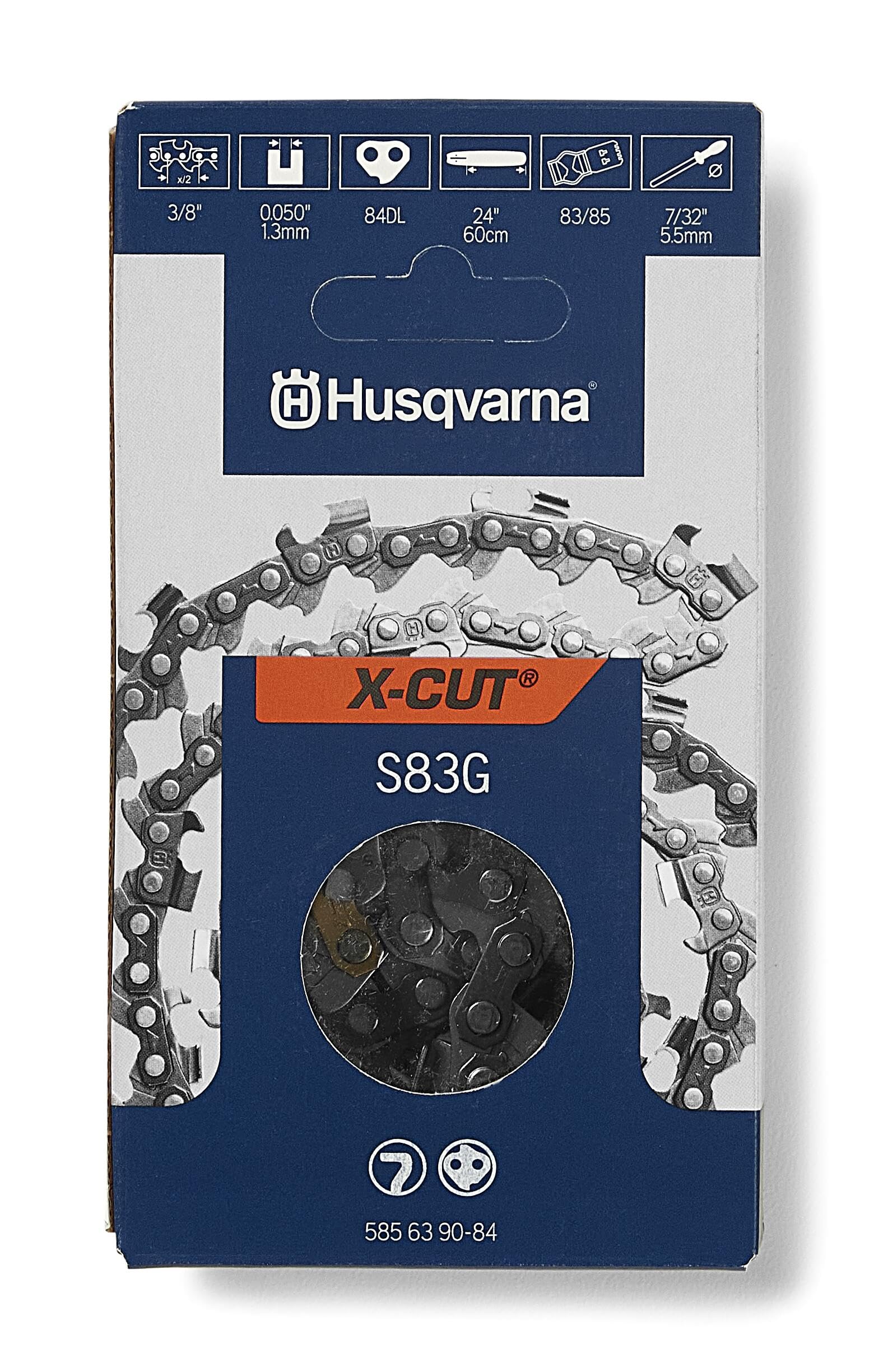 Husqvarna X-Cut S83G teeth closeup for precise cuts and long-lasting sharpness.