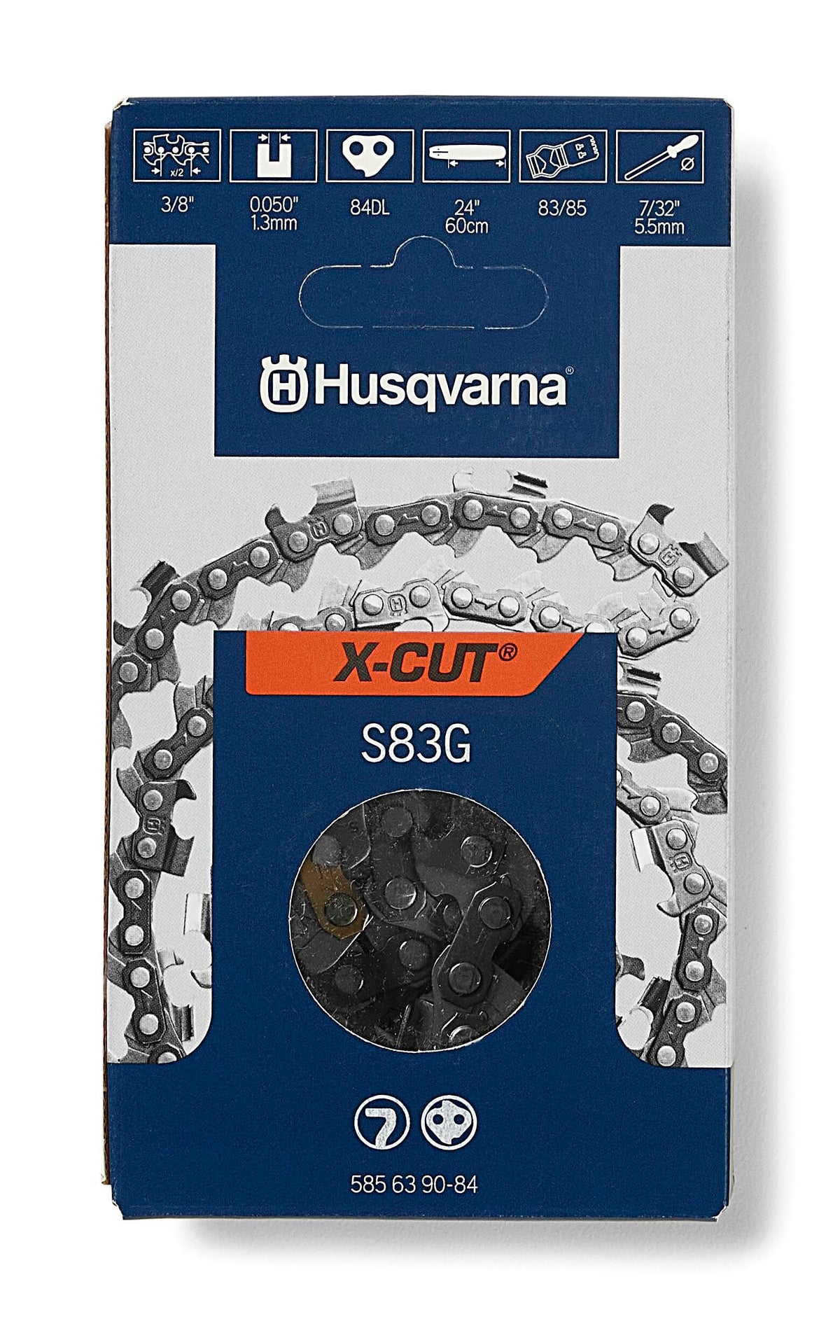 Husqvarna X-Cut S83G teeth closeup for precise cuts and long-lasting sharpness.
