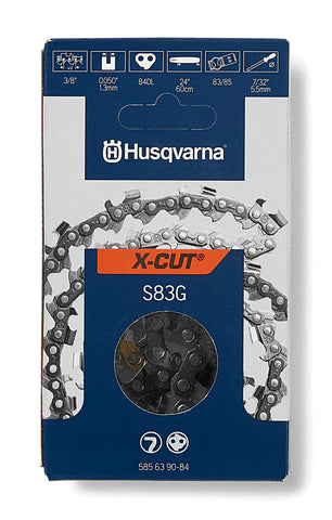 Husqvarna X-Cut S83G teeth closeup for precise cuts and long-lasting sharpness.