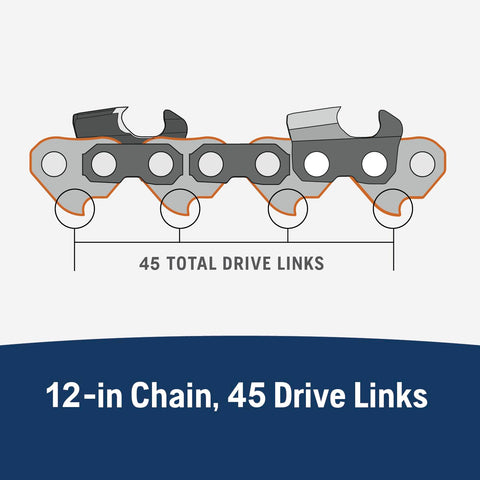 Factory pre-stretched X-Cut S93G chain for longer life between adjustments.
