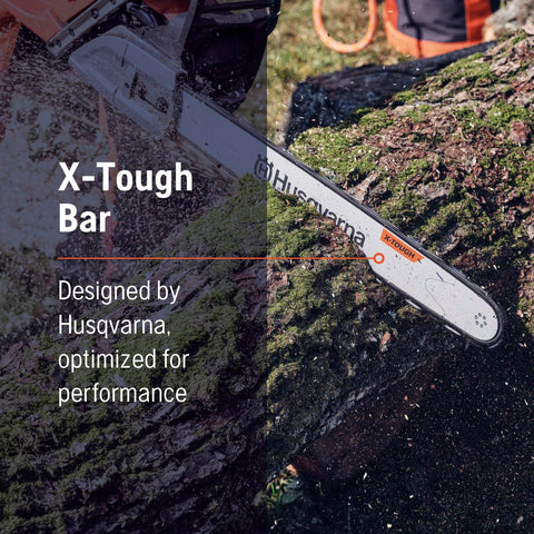 Husqvarna X-Tough 24in RSN bar mounted on compatible saw.
