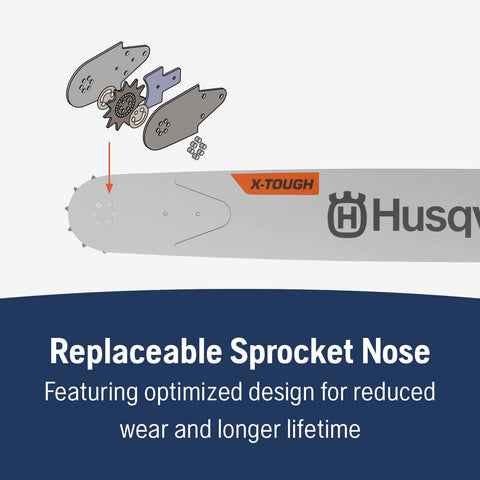 Husqvarna X-Tough 24in RSN bar with spare tip included.