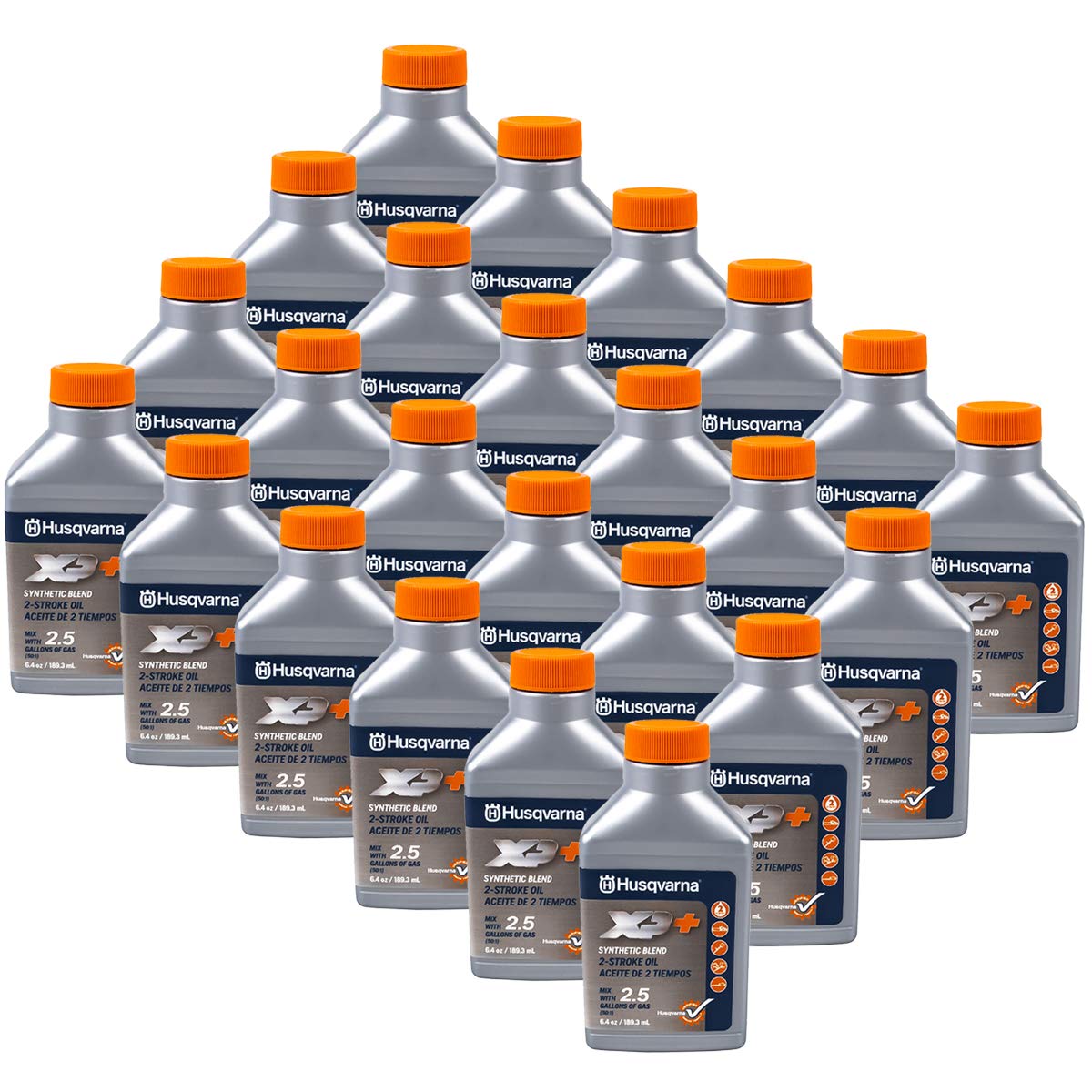 12-bottle set of Husqvarna XP+ oil suitable for multi-brand two-stroke engines.