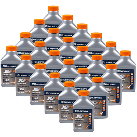 12-bottle set of Husqvarna XP+ oil suitable for multi-brand two-stroke engines.