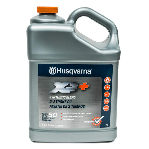 Husqvarna XP+ 2-stroke oil bottle pour for easy 50:1 mixing and clean lubrication