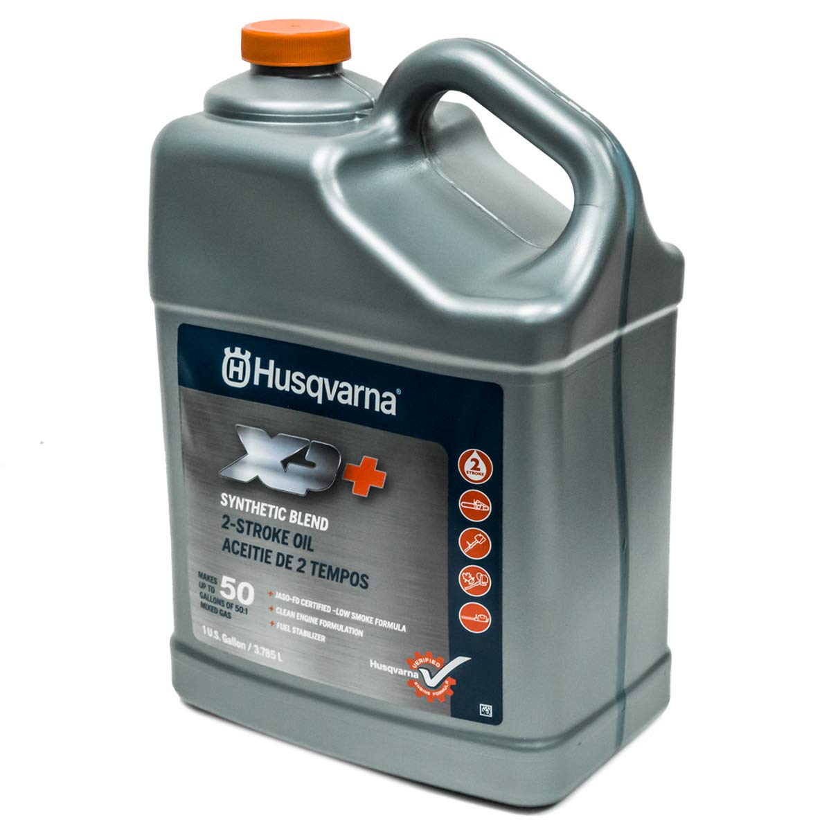 Husqvarna XP+ 1 gallon container front view for 50:1 fuel mix