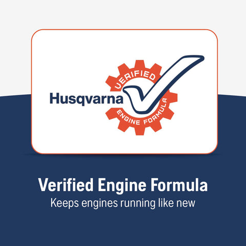 Husqvarna XP+ 2-Stroke Oil packaging showcasing 6.4 fl oz bottle.